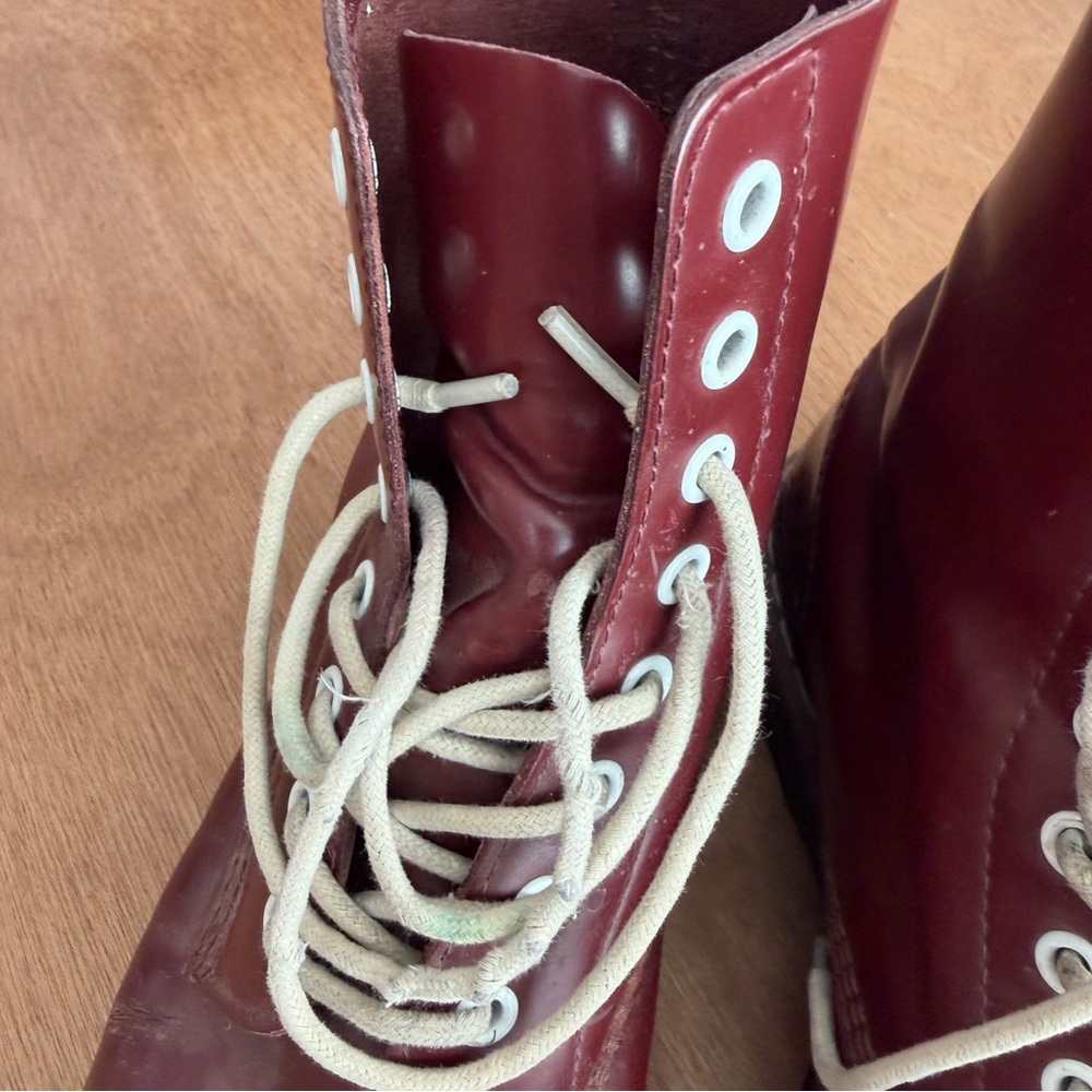 Docs Dr Martens Pascal Cherry Red Oxblood Burgundy Lace-Up Combat Boots Sz 10.5 - Picture 8 of 16